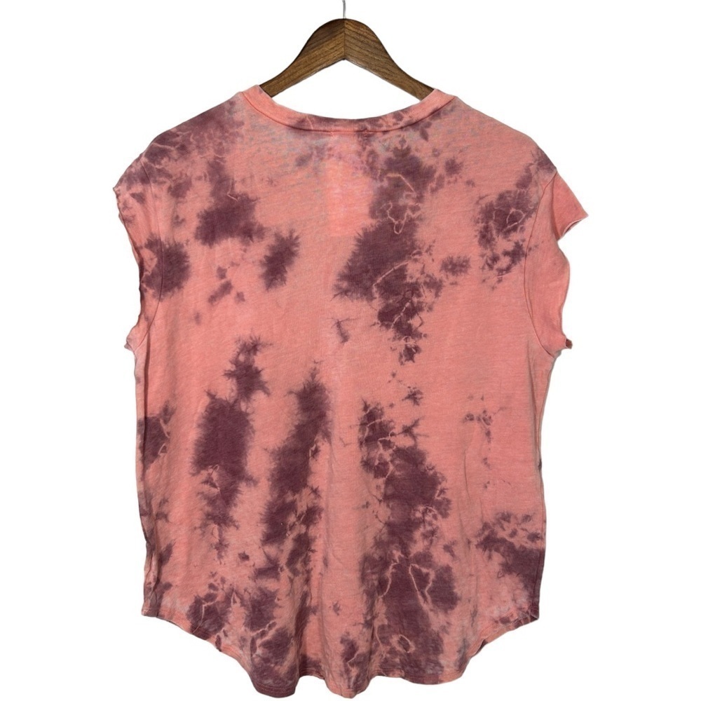 𝅺Maronie Shirt Womens Large Tie Dye V-neck Distressed Tee Cutout Neckline - Picture 5 of 9